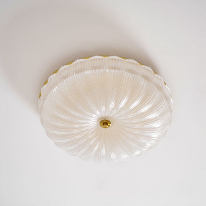 Flush Mount Ceiling Light Art Deco with Frosted Ripple Glass Shade