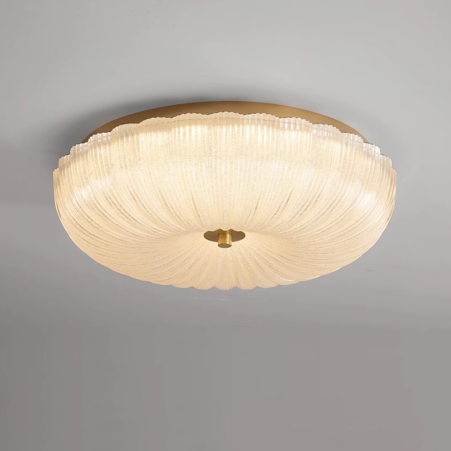 Flush Mount Ceiling Light Art Deco with Frosted Ripple Glass Shade