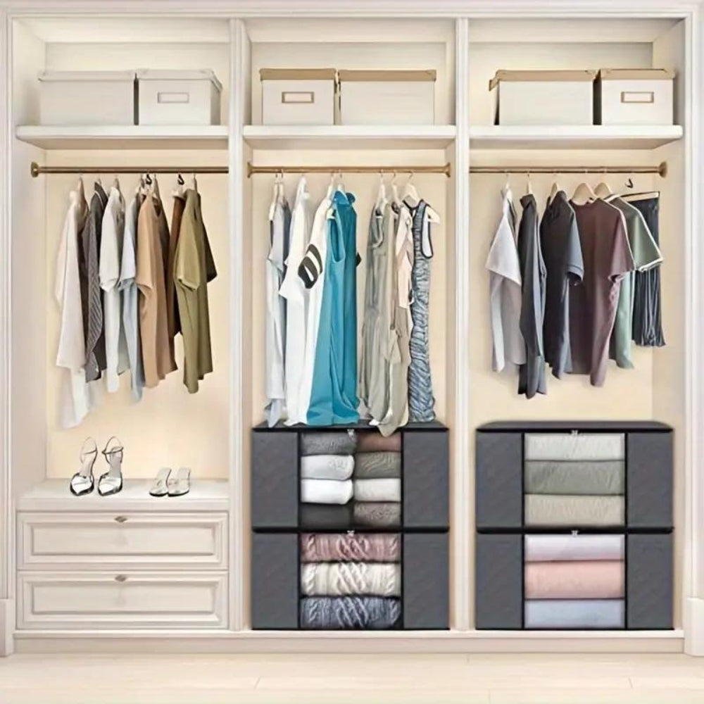 Foldable Clothes Storage Boxes with Clear Window and Reinforced Handles