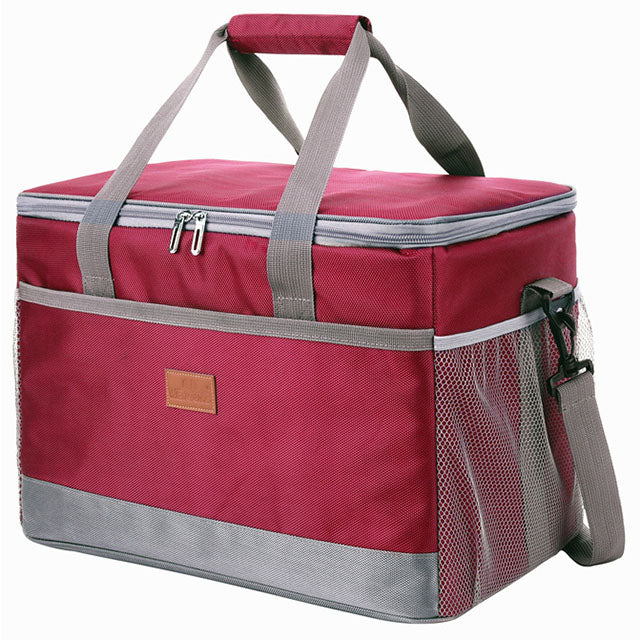 Foldable Cooler Bag with Shoulder Strap and Side Mesh Pockets