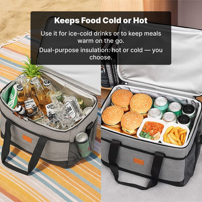 Foldable Cooler Bag with Shoulder Strap and Side Mesh Pockets