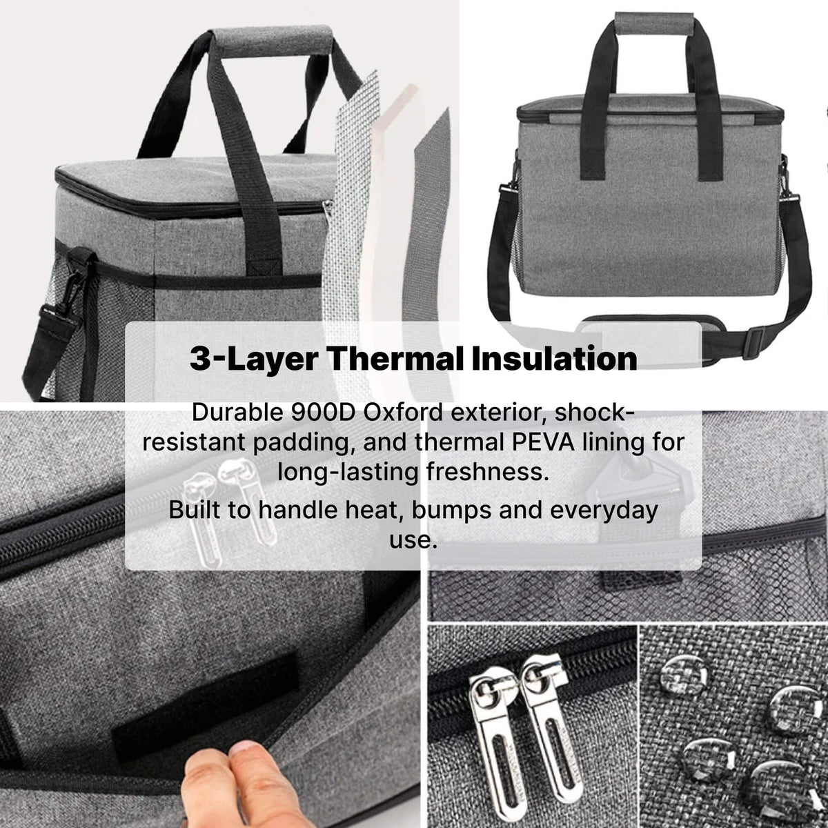 Foldable Cooler Bag with Shoulder Strap and Side Mesh Pockets