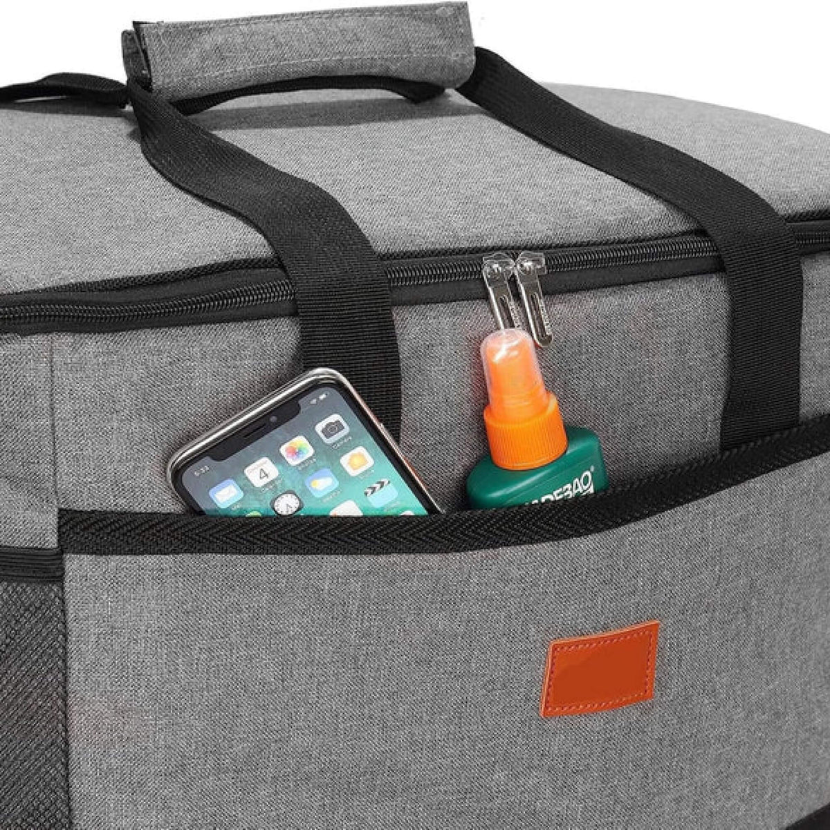 Foldable Cooler Bag with Shoulder Strap and Side Mesh Pockets
