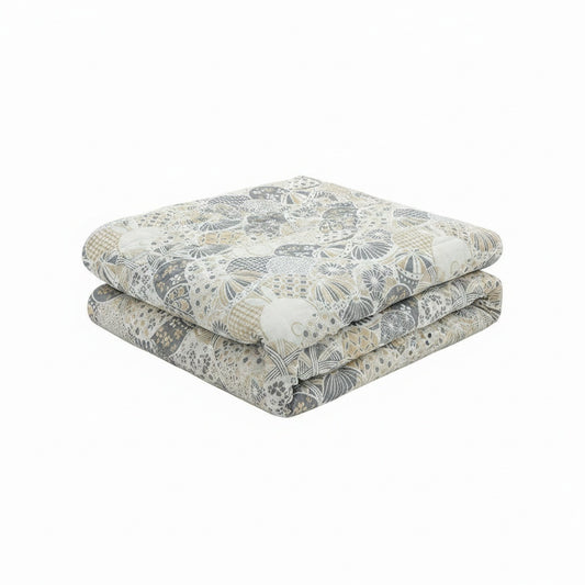 Four-Layer Gauze Cotton Throw Blanket with Japanese Floral Pattern