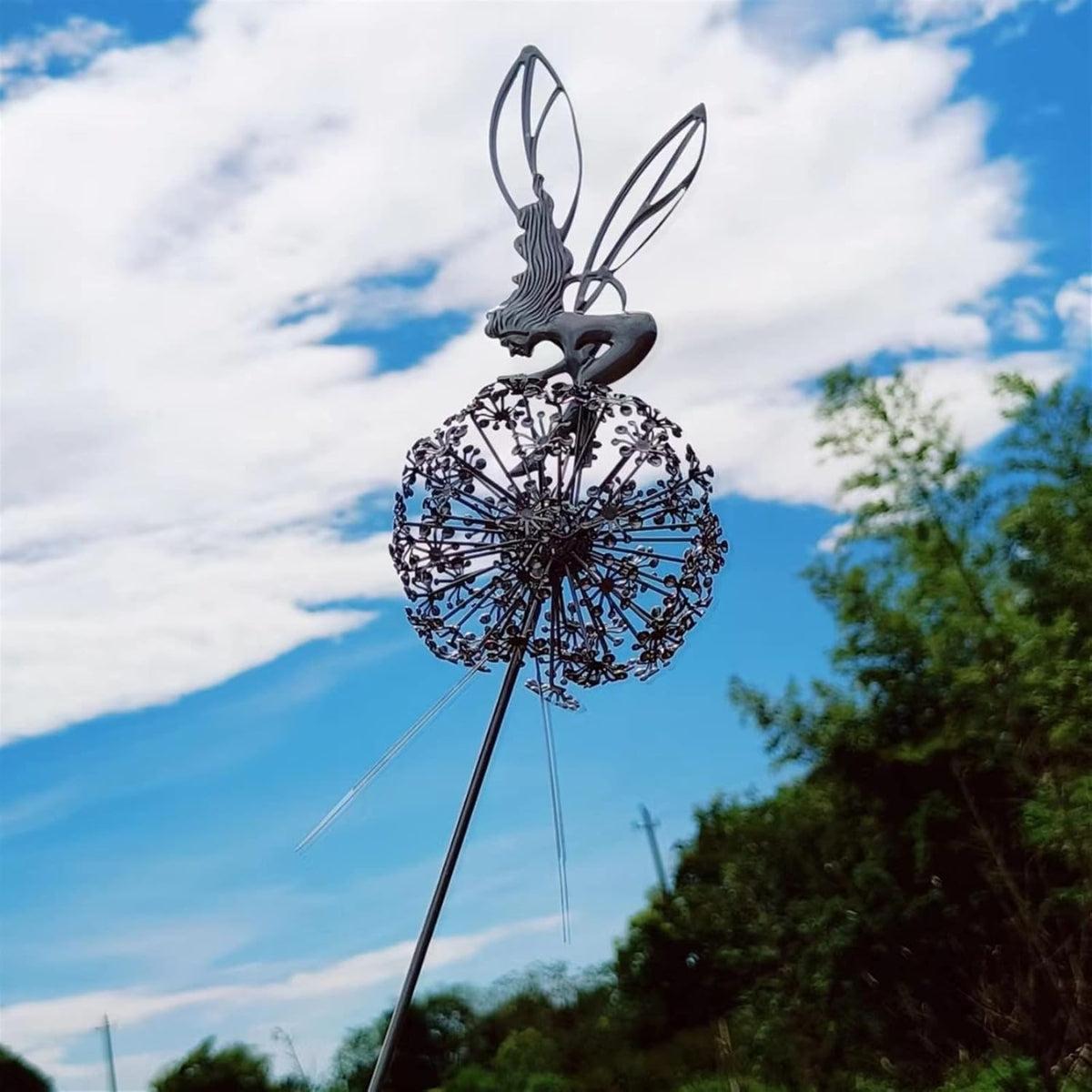 Garden Fairy Statue with Dandelion Ground Stake