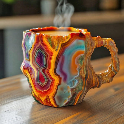 Geode Crystal Coffee Mug with Mineral Stone Design