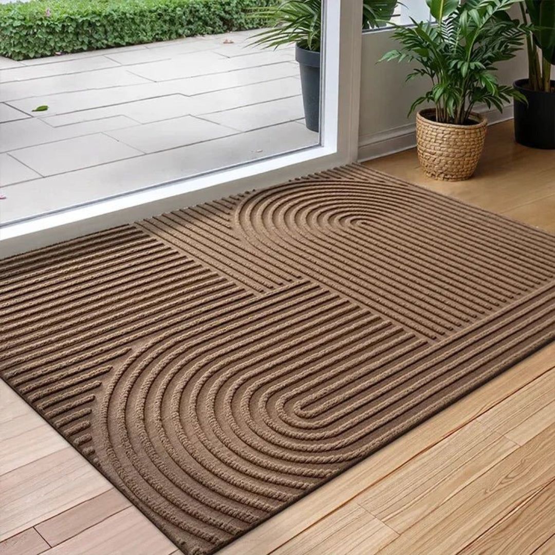 Geometric Textured Doormat with Anti-Slip Base for Front and Back Door
