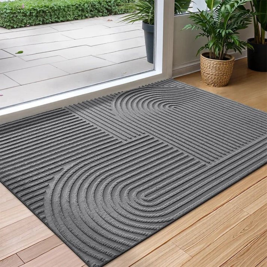 Geometric Textured Doormat with Anti-Slip Base for Front and Back Door