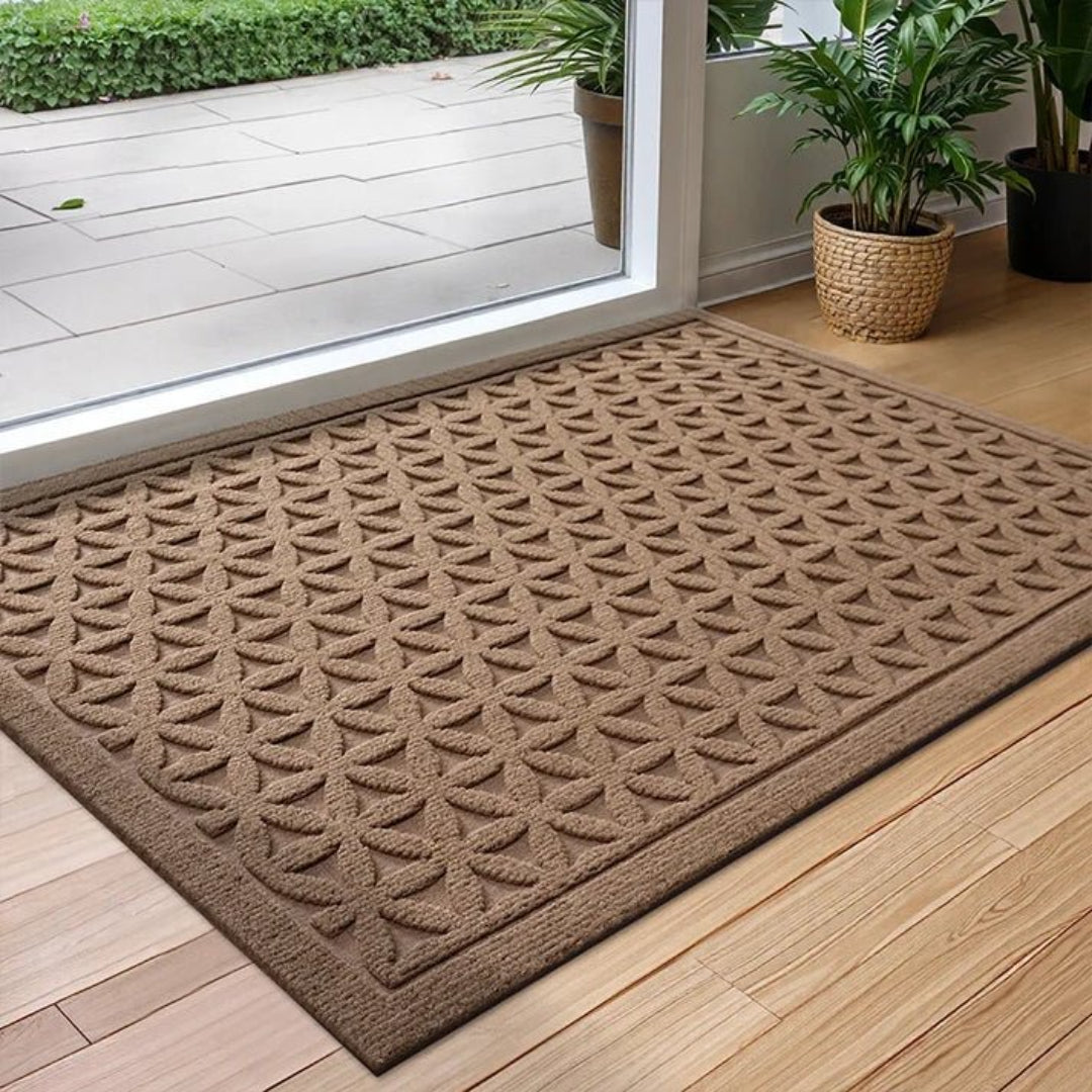 Geometric Textured Doormat with Anti-Slip Base for Front and Back Door
