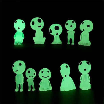 Glow in the Dark Tree Spirit Figurine Set of 10 Pieces