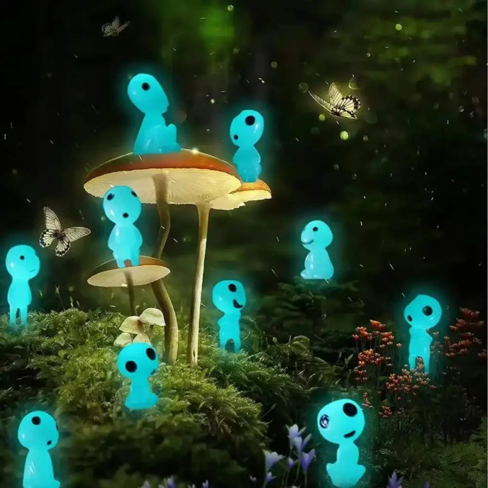 Glow in the Dark Tree Spirit Figurine Set of 10 Pieces