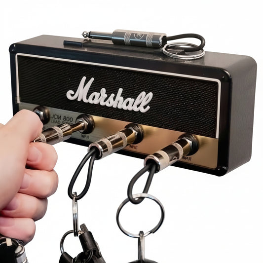 Guitar Amp Wall Key Holder with 4 Guitar Jack Keychains
