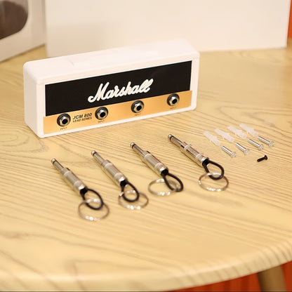 Guitar Amp Wall Key Holder with 4 Guitar Jack Keychains