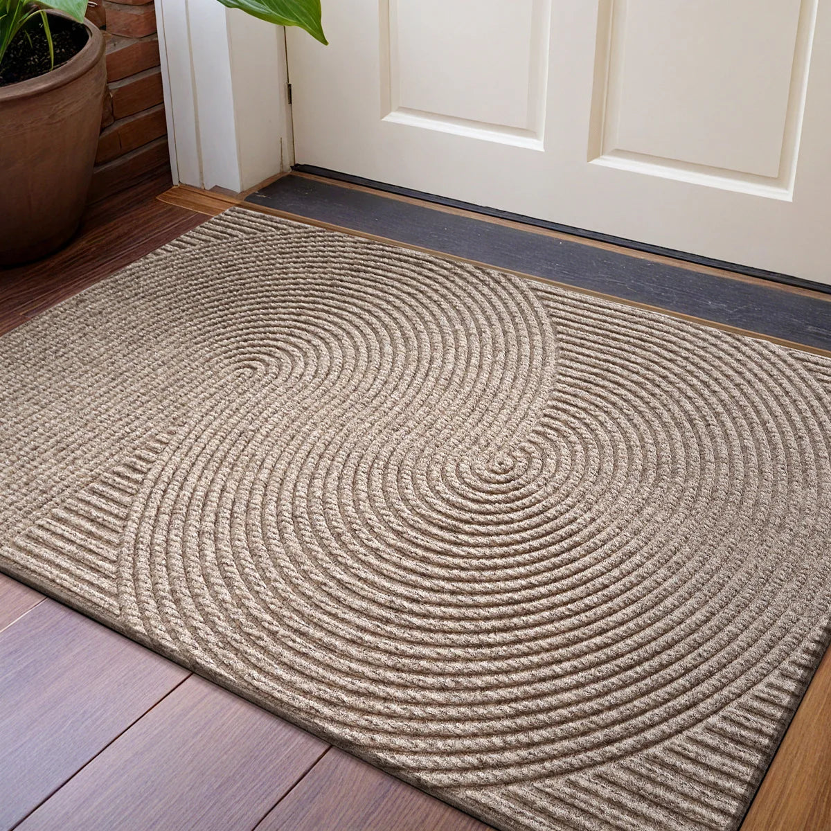 Indoor Outdoor Doormat with Anti-Slip Bottom and 3D Groove Pattern