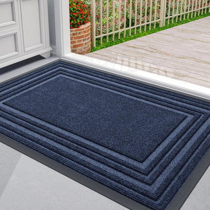 Indoor Outdoor Doormat with Anti-Slip Rubber Base and Bordered Design