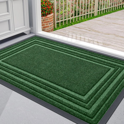 Indoor Outdoor Doormat with Anti-Slip Rubber Base and Bordered Design