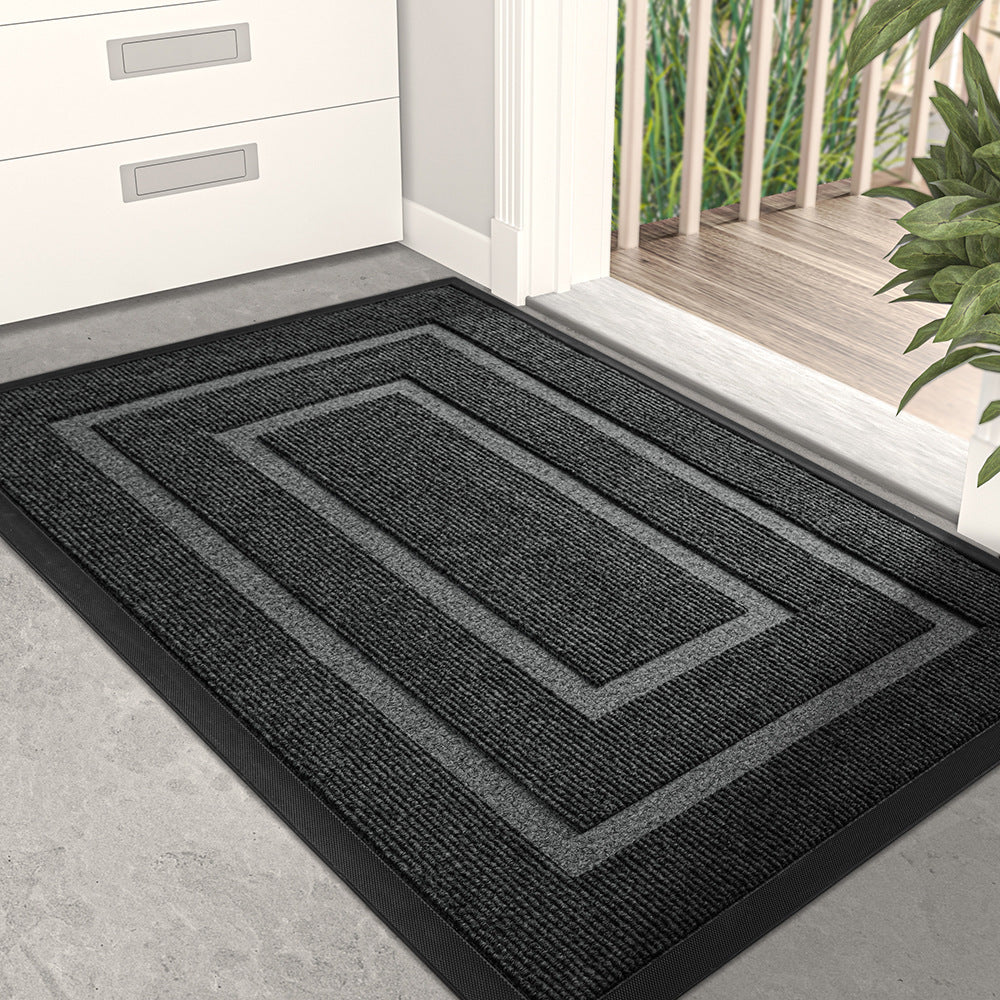 Indoor Outdoor Doormat with Anti-Slip Rubber Base and Bordered Design