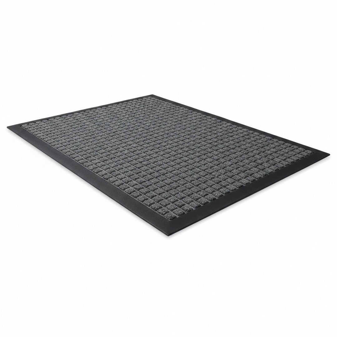 Indoor Outdoor Doormat with Anti-Slip Rubber Border and Square Grid Pattern