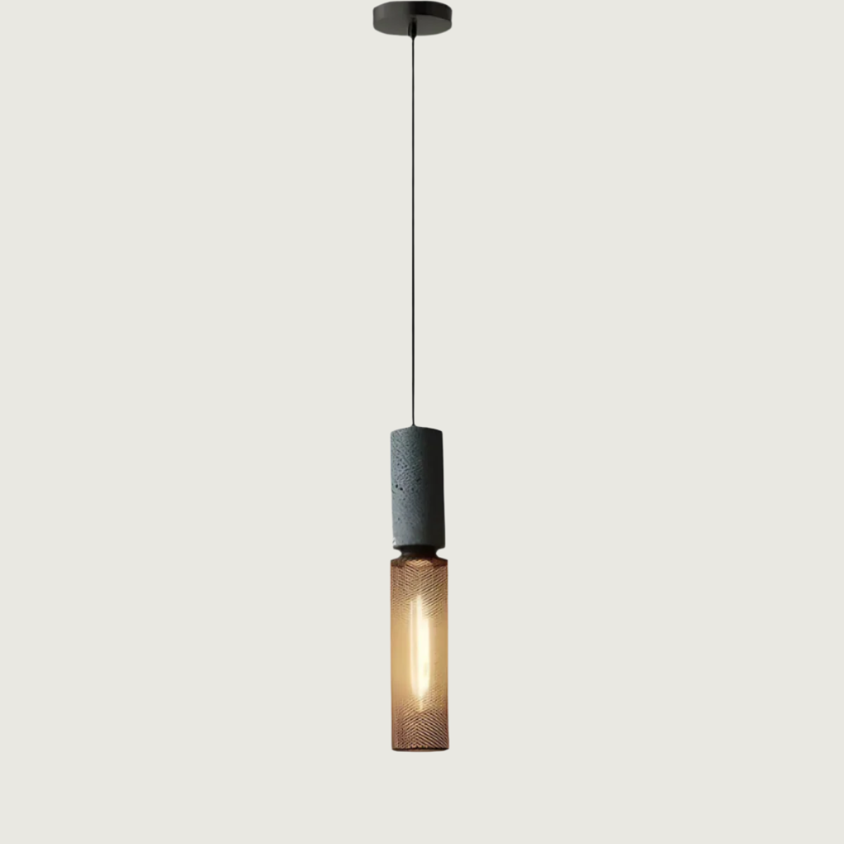 Industrial Pendant Lamp with Concrete Top and Metal Mesh Shade