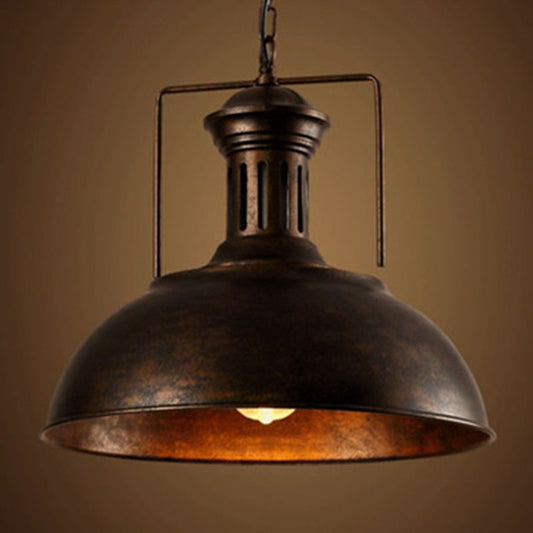Industrial Pendant Light with Dome Shade and Chain Suspension