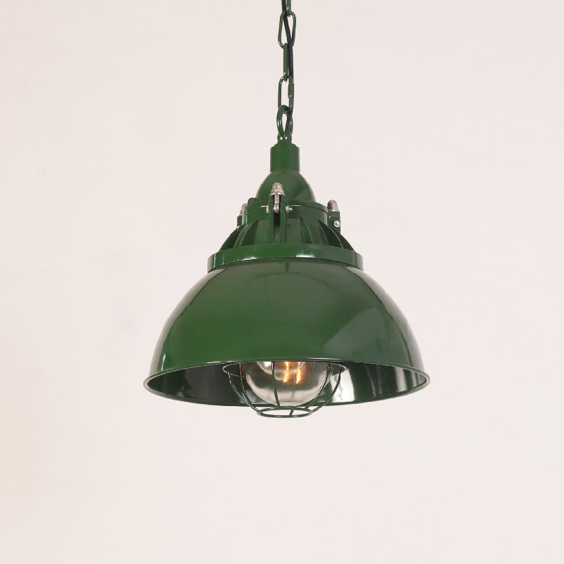 Industrial Vintage Pendant Lamp with Cage Guard and Chain Suspension