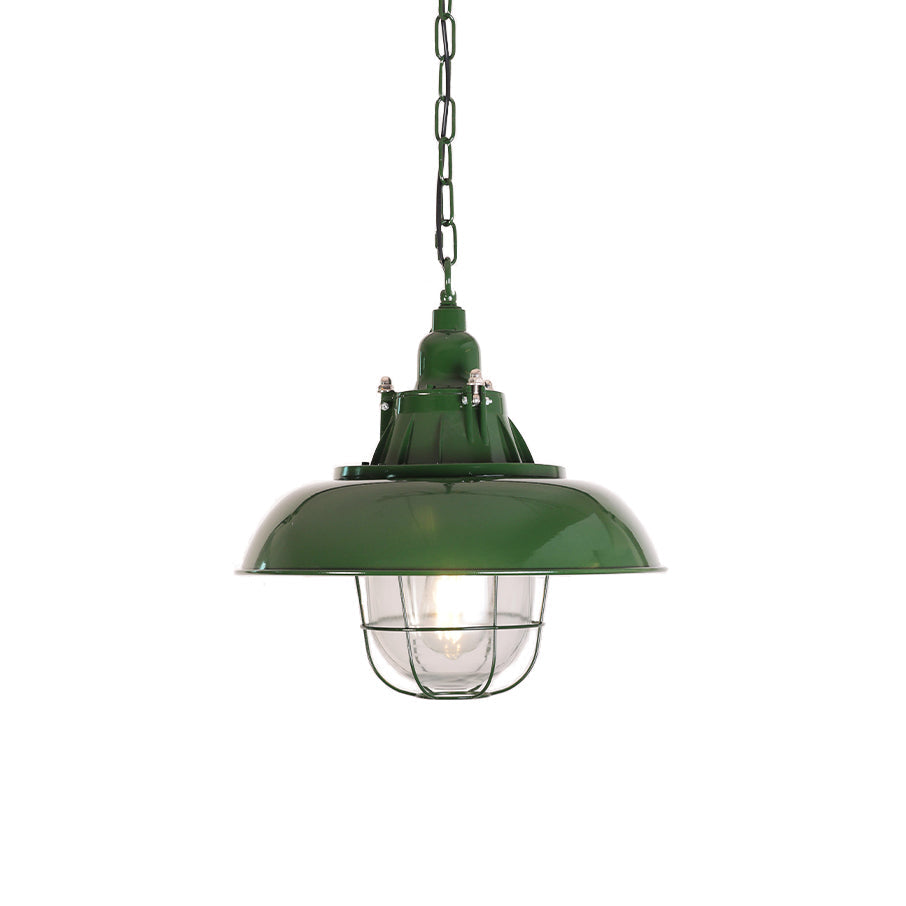Industrial Vintage Pendant Lamp with Cage Guard and Chain Suspension