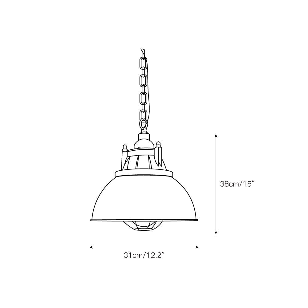 Industrial Vintage Pendant Lamp with Cage Guard and Chain Suspension