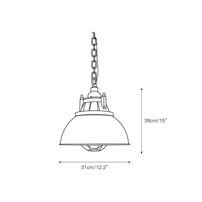 Industrial Vintage Pendant Lamp with Cage Guard and Chain Suspension