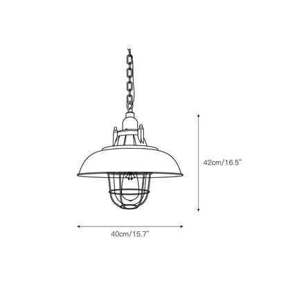 Industrial Vintage Pendant Lamp with Cage Guard and Chain Suspension