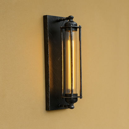 Industrial Wall Lamp Vintage with Edison Tube Bulb and Cage Frame