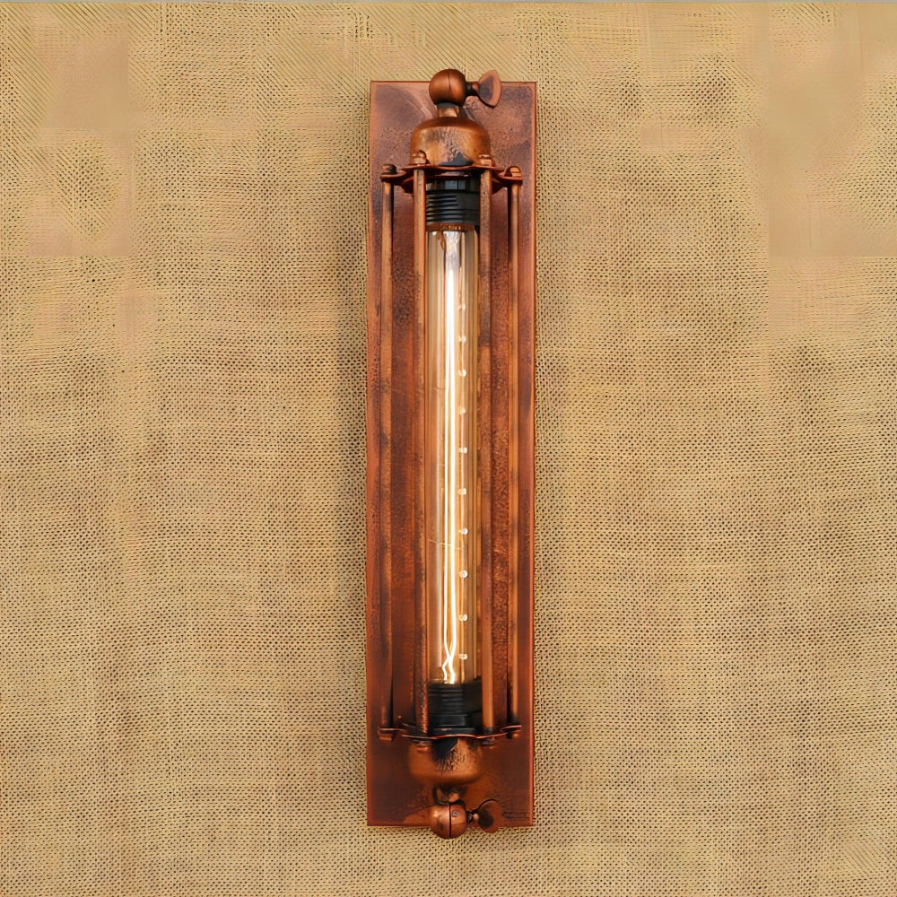 Industrial Wall Lamp Vintage with Edison Tube Bulb and Cage Frame