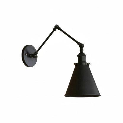 Industrial Wall Lamp with Adjustable Swing Arm and Cone Shade