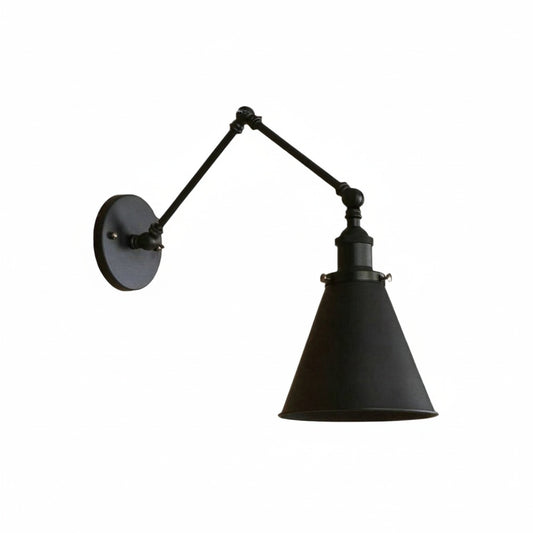 Industrial Wall Lamp with Adjustable Swing Arm and Cone Shade