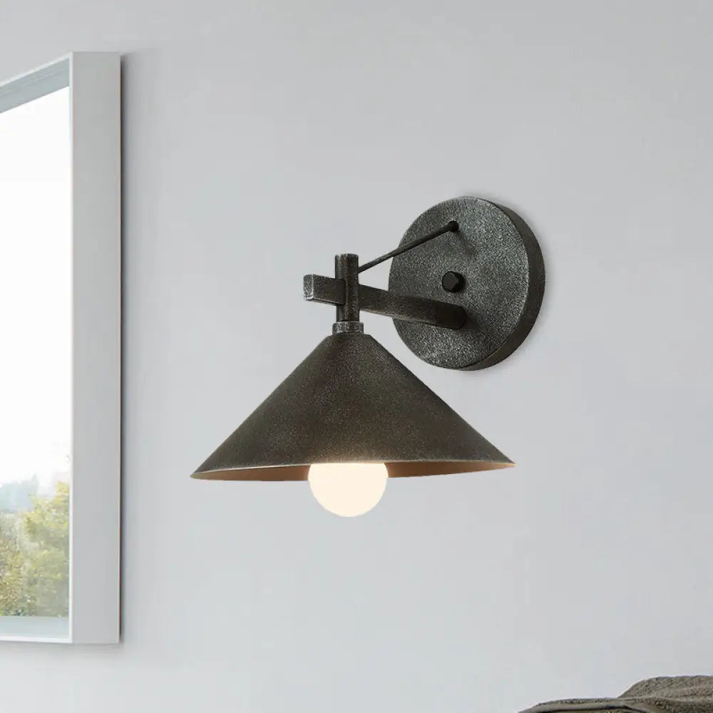 Industrial Wall Lamp with Conical Metal Shade