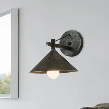 Industrial Wall Lamp with Conical Metal Shade