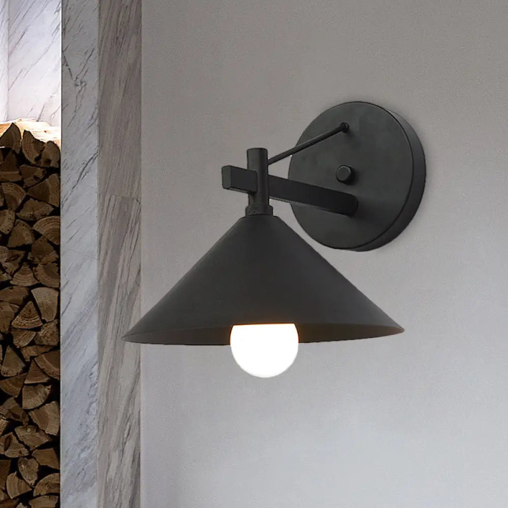 Industrial Wall Lamp with Conical Metal Shade