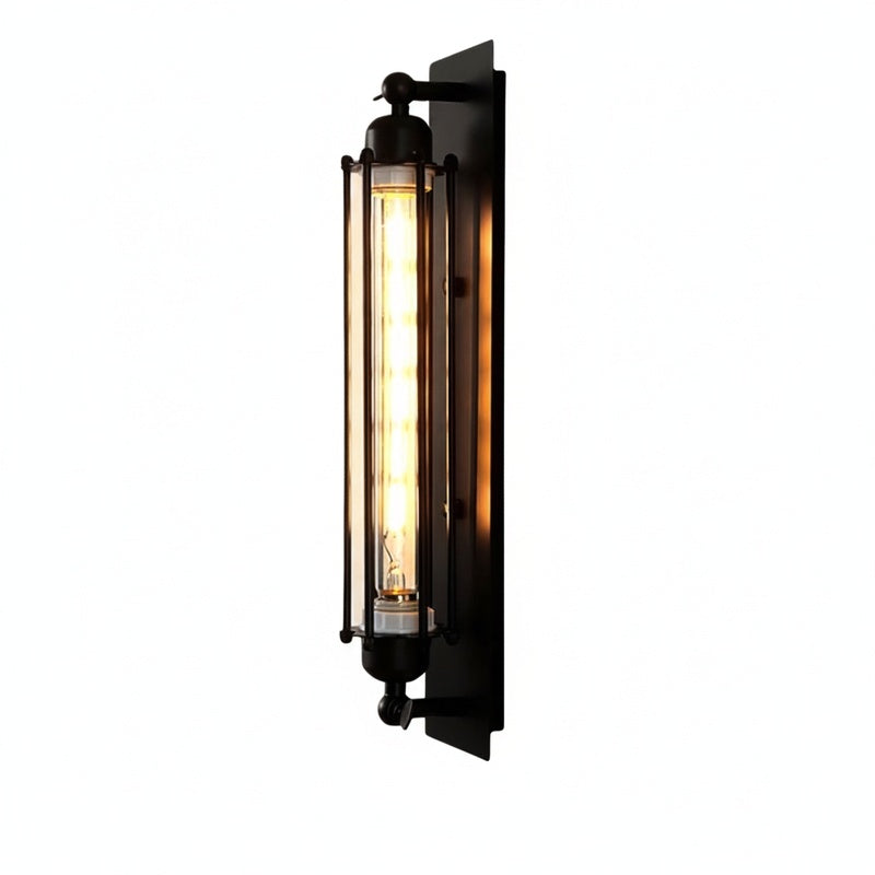 Industrial Wall Lamp with Tubular Cage Shade and Edison Bulb
