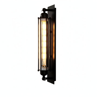Industrial Wall Lamp with Tubular Cage Shade and Edison Bulb