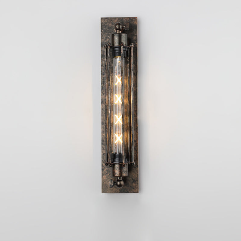 Industrial Wall Lamp with Tubular Cage Shade and Edison Bulb