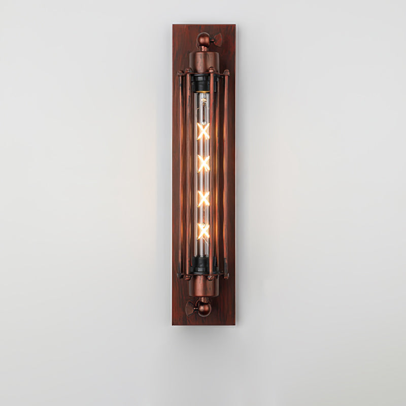 Industrial Wall Lamp with Tubular Cage Shade and Edison Bulb