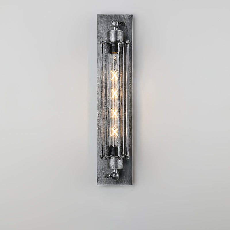 Industrial Wall Lamp with Tubular Cage Shade and Edison Bulb