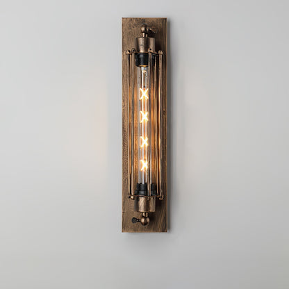 Industrial Wall Lamp with Tubular Cage Shade and Edison Bulb