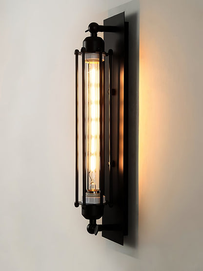 Industrial Wall Lamp with Tubular Cage Shade and Edison Bulb