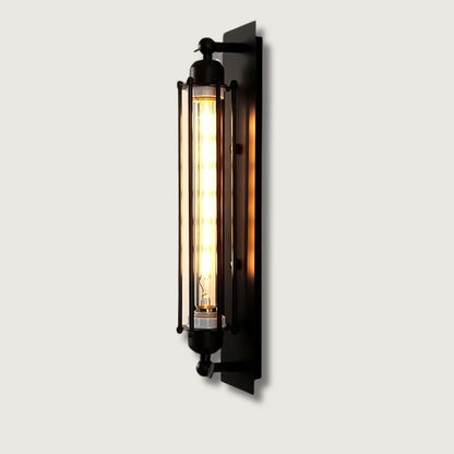Industrial Wall Lamp with Tubular Cage Shade and Edison Bulb