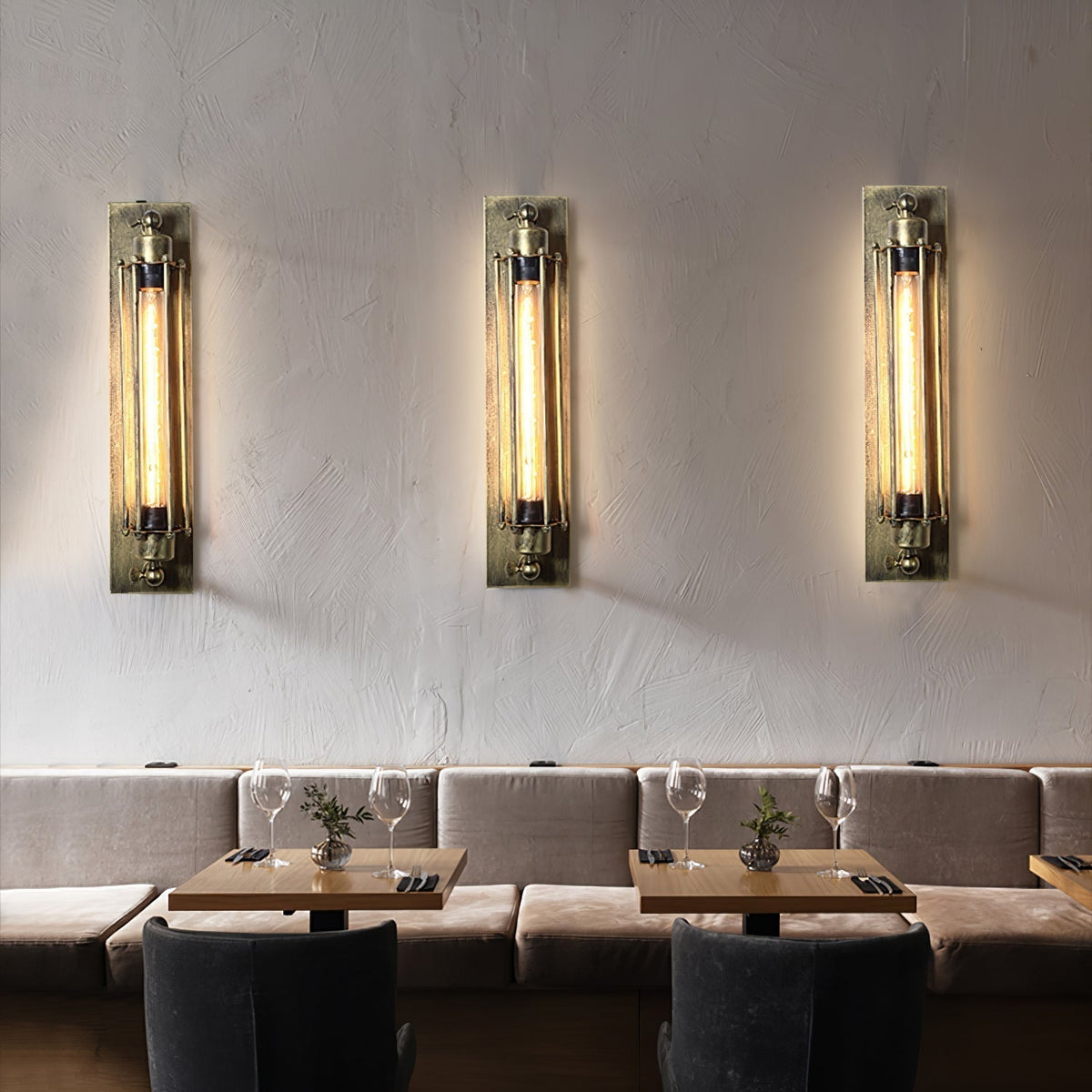 Industrial Wall Lamp with Tubular Cage Shade and Edison Bulb