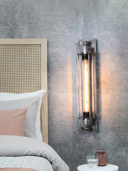 Industrial Wall Lamp with Tubular Cage Shade and Edison Bulb