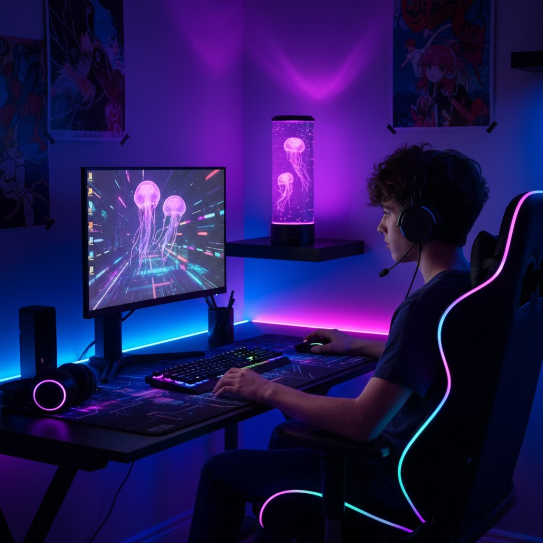 Jellyfish Lamp with Color-Changing LED Light and Touch Control