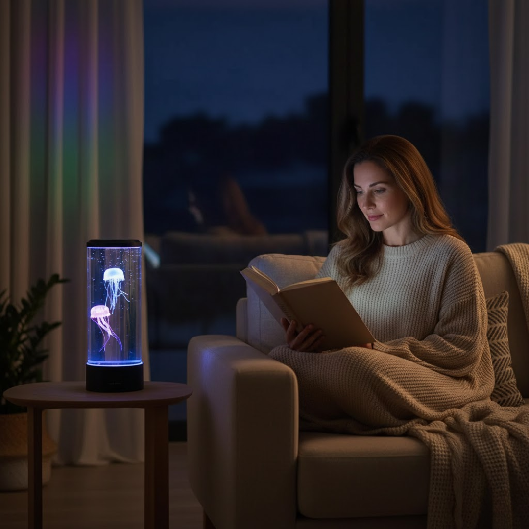 Jellyfish Lamp with Color-Changing LED Light and Touch Control