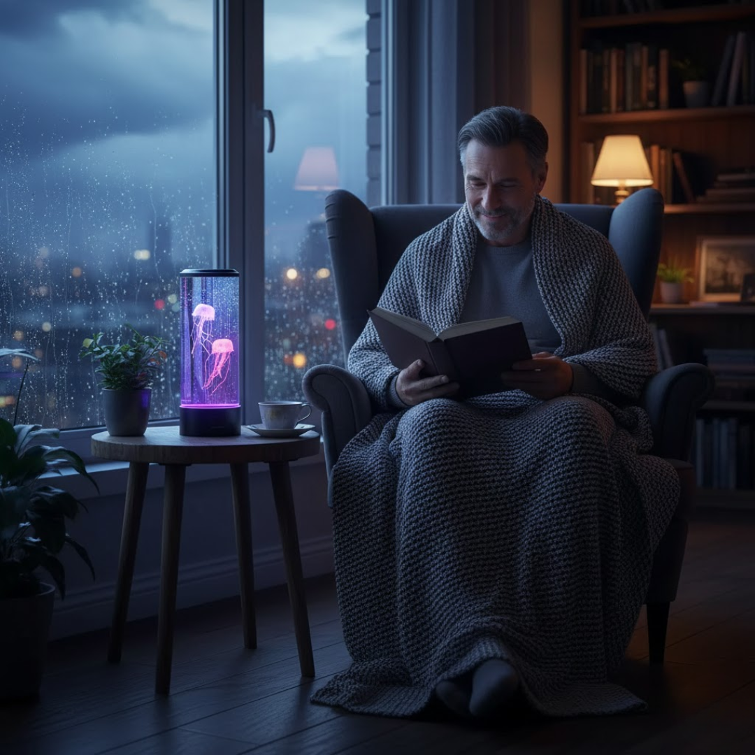Jellyfish Lamp with Color-Changing LED Light and Touch Control