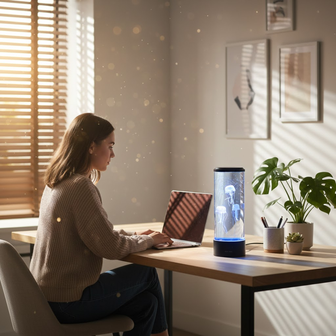 Jellyfish Lamp with Color-Changing LED Light and Touch Control
